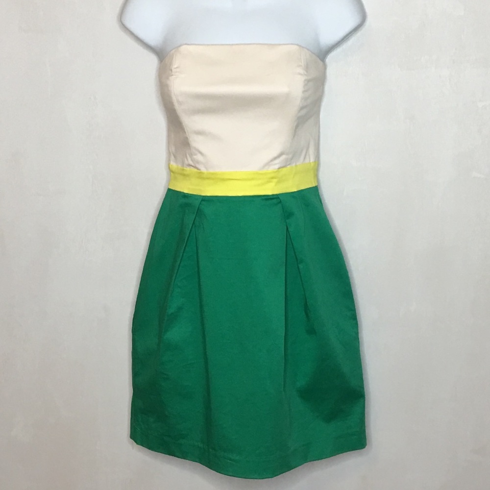 French Connection Color Block Strapless Dress